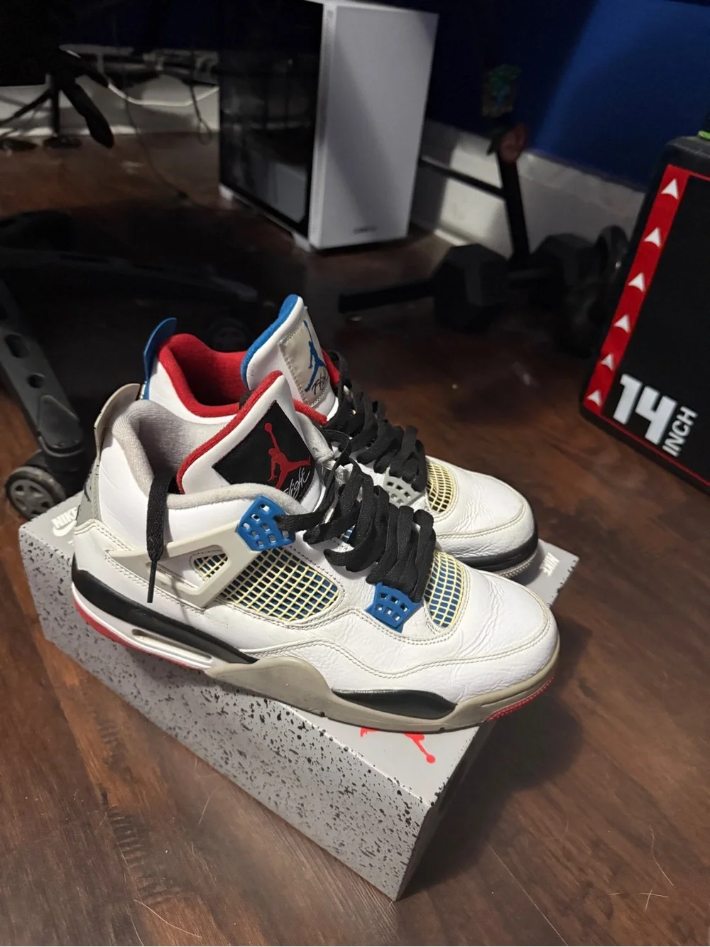 Air Jordan Retro 4 White Multicolor Sneakers